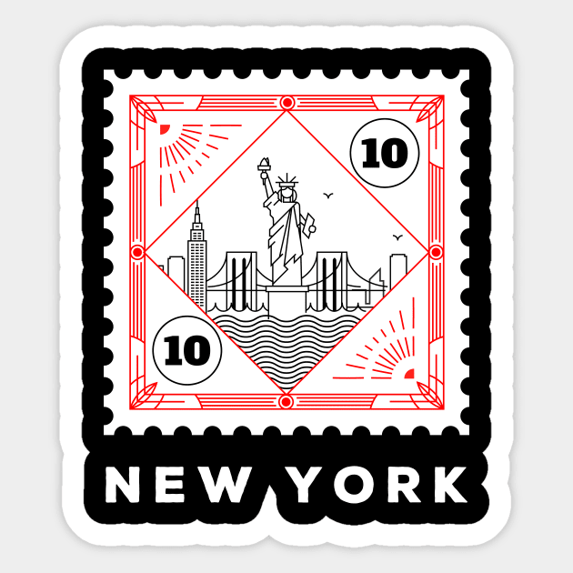 New York Stamp Design Sticker by kursatunsal